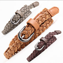 Load image into Gallery viewer, Fashion Womens Vivid Braided Casual PU Leather Narrow Thin Buckle Strap Waist Belt