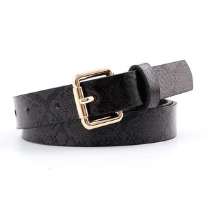 105x2.3cm High Quality Female Pu Leather Snake Waist Belt