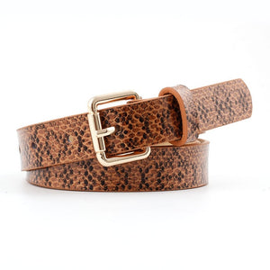 105x2.3cm High Quality Female Pu Leather Snake Waist Belt