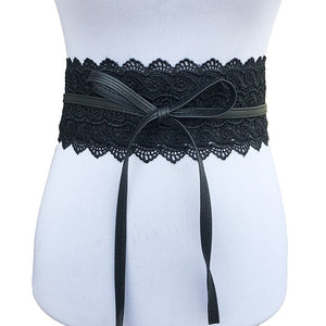 2019 New Black White Wide Corset Lace Belt
