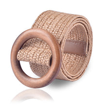 Load image into Gallery viewer, Braided Belt with Wooden Buckle Ladies Casual  Solid belt