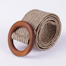 Load image into Gallery viewer, Braided Belt with Wooden Buckle Ladies Casual  Solid belt
